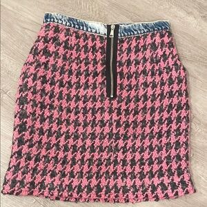 Natasha Zinko Pink and Black Houndstooth Skirt